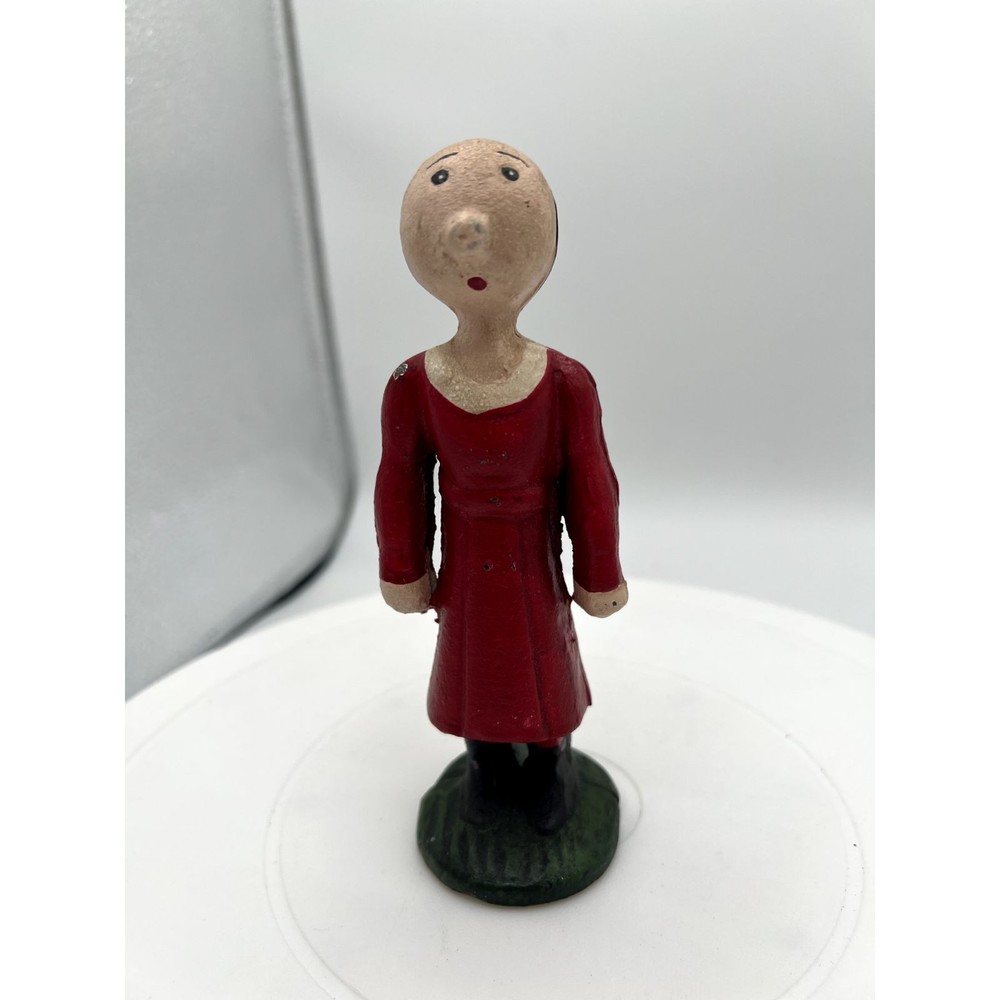 RARE Vintage 1970s Olive Oyl Popeye Wife Hand-Painted Cast Iron Dime Bank 6"